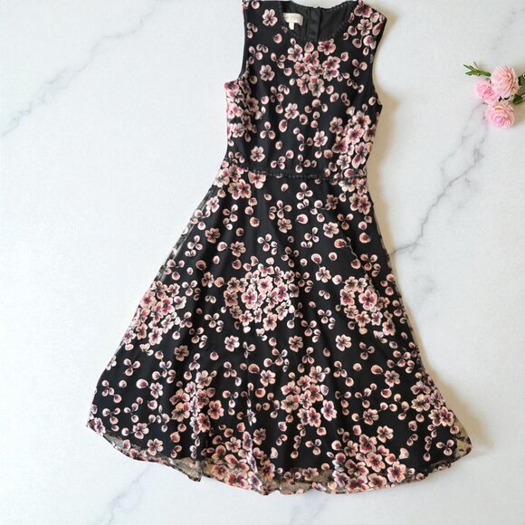 Hobbs London Lilith dress - black w pink floral SIZE 2 - Picture 1 of 13